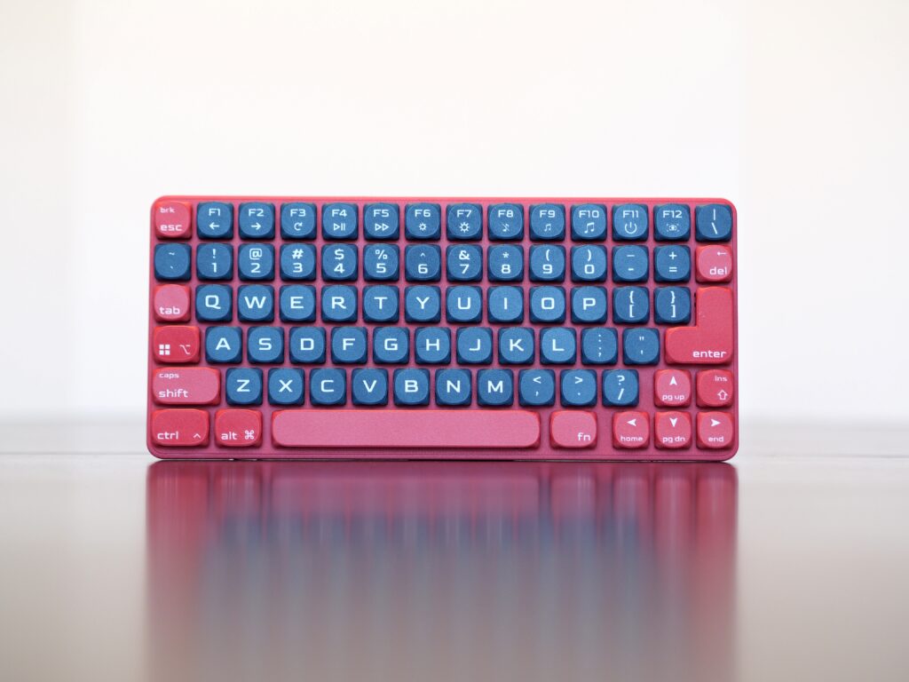 Mini Mighty Keyboard, Red, White and Blue — front view